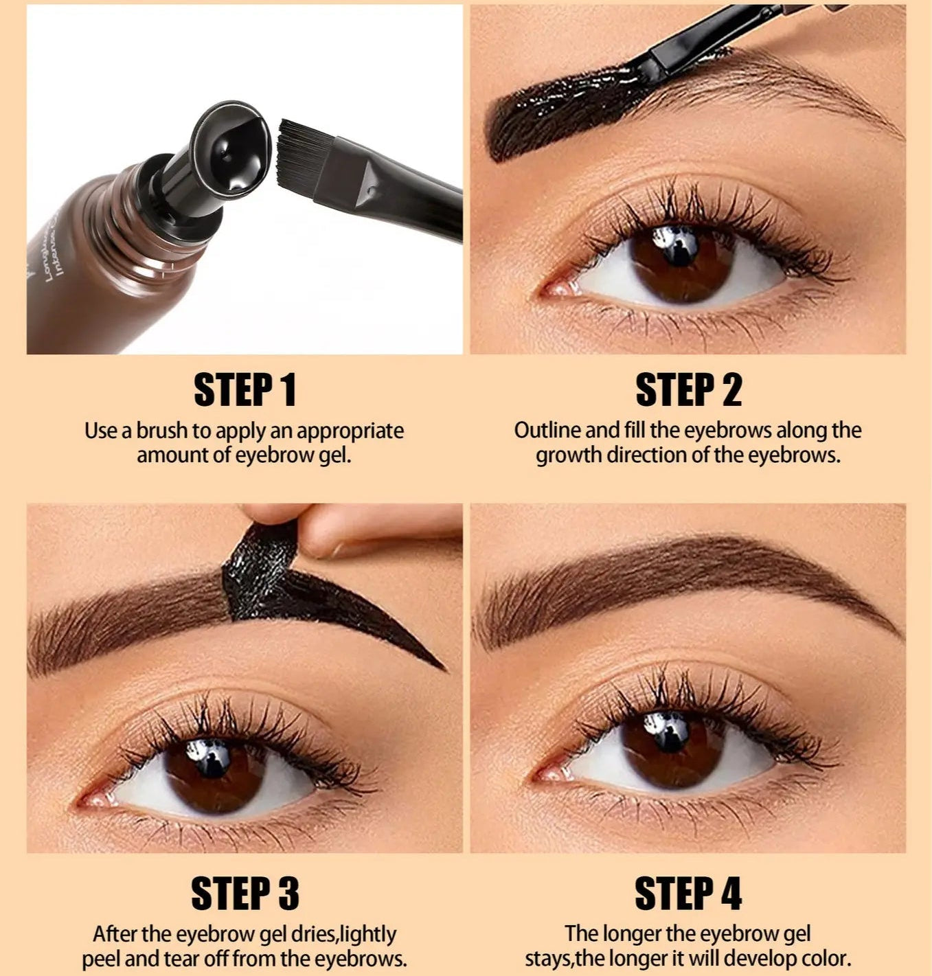 💧5-Color Tear-Off Brow Tint – Long-Lasting Waterproof Brow Gel