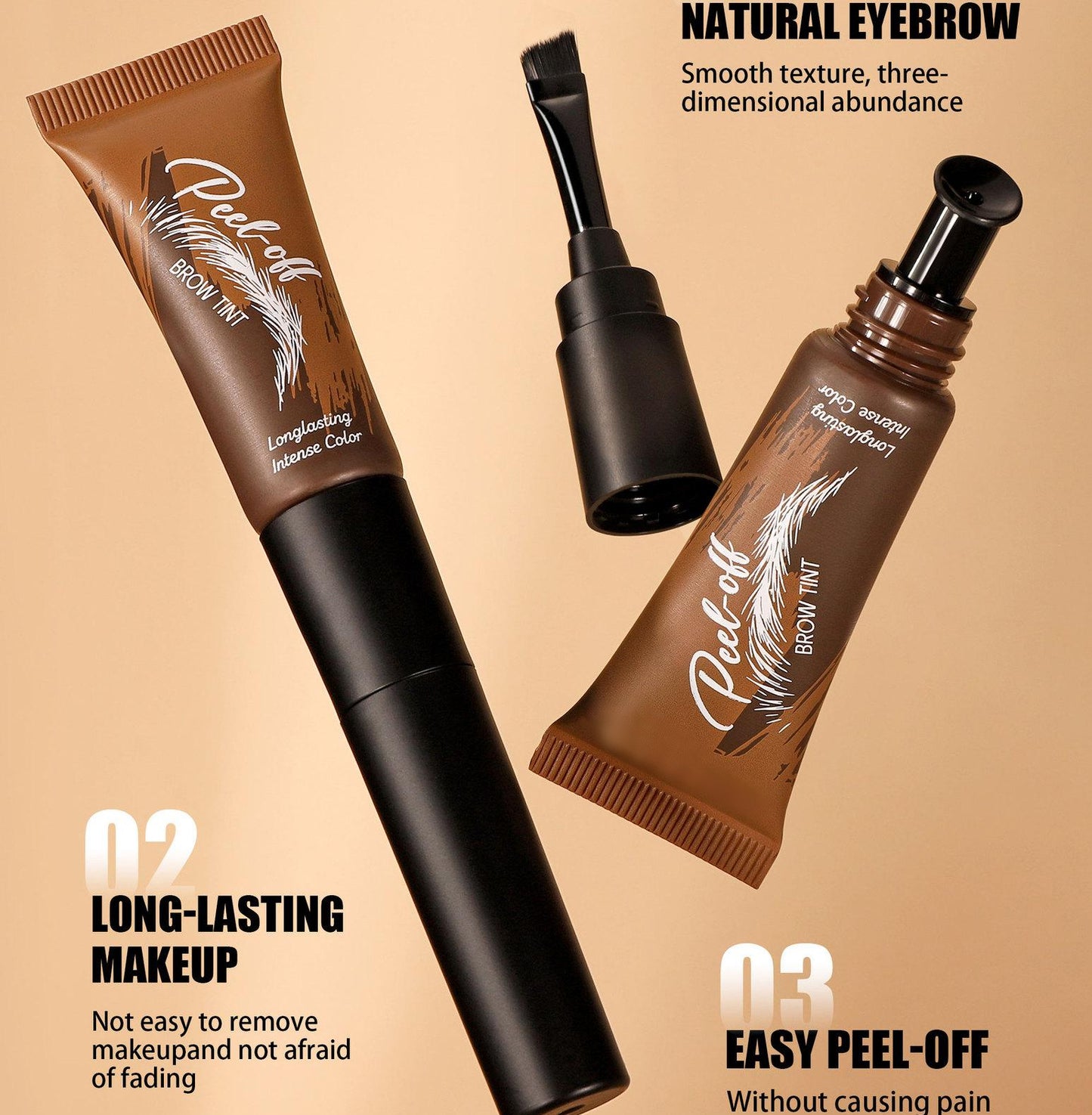 💧5-Color Tear-Off Brow Tint – Long-Lasting Waterproof Brow Gel